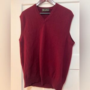 Men's Burgundy Brick Red Gobi  Sweater Vest  100% Cashmere L XL